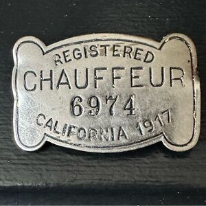 Vintage Chauffeur Badge 1917